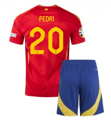 España Pedri Gonzalez #20 Primera Equipación Niños Eurocopa 2024 Manga Corta (+ Pantalones cortos)